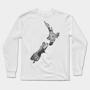 New Zealand doodle map Long Sleeve T-Shirt